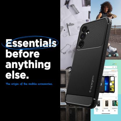 Тънък качествен силиконов (TPU) калъф за Samsung Galaxy A54 5G - Spigen Rugged Armor Case (черен) 11