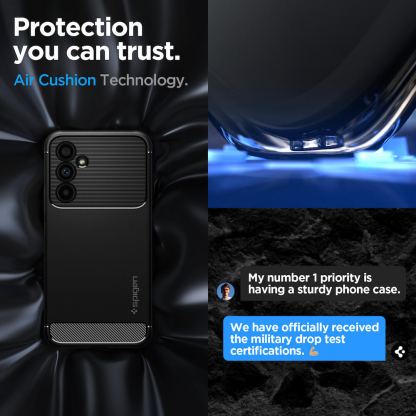 Тънък качествен силиконов (TPU) калъф за Samsung Galaxy A54 5G - Spigen Rugged Armor Case (черен) 14
