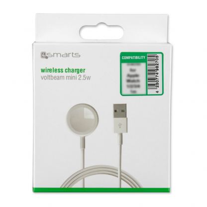 4smarts Wireless Charger VoltBeam Mini 2.5W - магнитен кабел за Apple Watch (2м.) (бял) 4