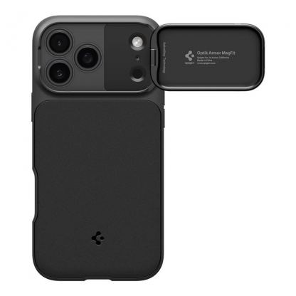 Силиконов (TPU) калъф с капак за камерата с MagSafe за iPhone 17 Pro Max - Spigen Optik Armor MagSafe Case (черен) 2