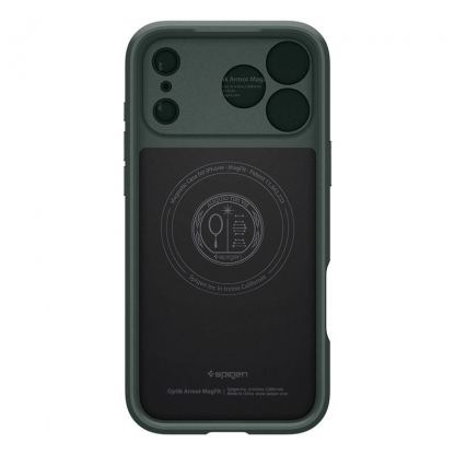 Силиконов (TPU) калъф с капак за камерата с MagSafe за iPhone 17 Pro Max - Spigen Optik Armor MagSafe Case (зелен) 3