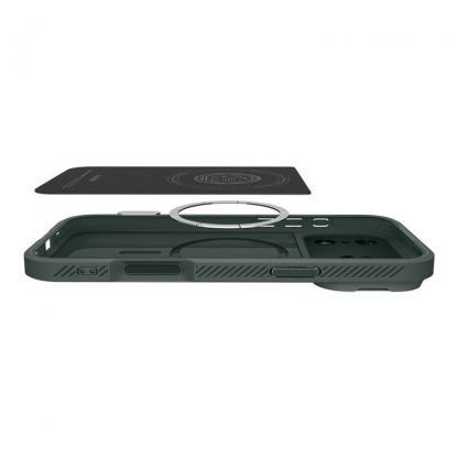 Силиконов (TPU) калъф с капак за камерата с MagSafe за iPhone 17 Pro - Spigen Optik Armor MagSafe Case (зелен) 8