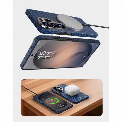 Кевларен кейс с MagSafe за  Samsung Galaxy S26 Ultra - Benks ArmorGrid ArmorAir Magnetic Kevlar Metal Frame Case 600D (син) 7