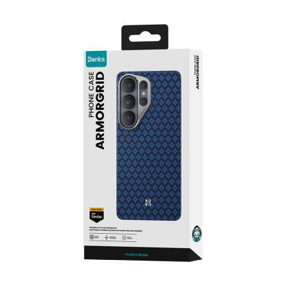 Кевларен кейс с MagSafe за  Samsung Galaxy S26 Ultra - Benks ArmorGrid ArmorAir Magnetic Kevlar Metal Frame Case 600D (син) 9