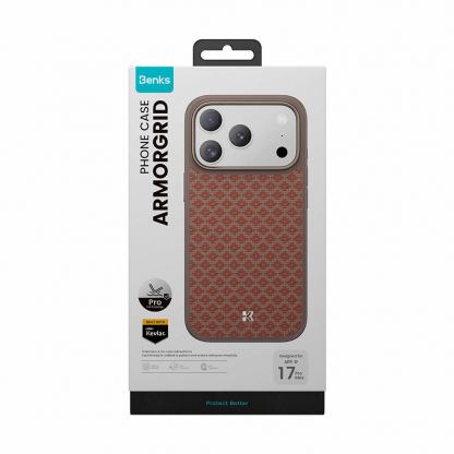 Удароустойчив кевларен кейс с MagSafe за iPhone 17 Pro - Benks Magnetic Armor Pro ArmorGrid Kevlar Case Metal Frame Case 600D (черен) 5