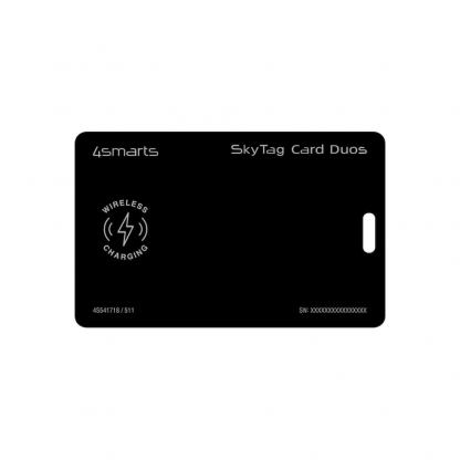 Комплект портфейл с външна батерия, устройство за намиране на вещи, мултифункционален инструмент - 4smarts PowrWallet Set SkyTag Duos ReCharge Card Location Finder (черен) 4