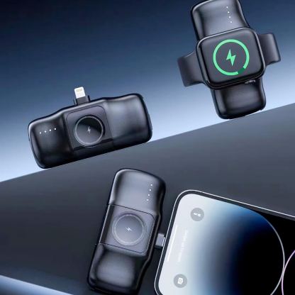  Преносима външна батерия с вграден Lightning конектор, USB-C кабел, USB-C порт и зареждане на Apple Watch - Wozinsky 3-in-1 Lightning Power Bank With Apple Watch Charger 5000mAh 15W (черен) 7