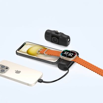  Преносима външна батерия с вграден Lightning конектор, USB-C кабел, USB-C порт и зареждане на Apple Watch - Wozinsky 3-in-1 Lightning Power Bank With Apple Watch Charger 5000mAh 15W (черен) 10