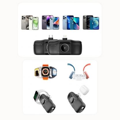  Преносима външна батерия с вграден Lightning конектор, USB-C кабел, USB-C порт и зареждане на Apple Watch - Wozinsky 3-in-1 Lightning Power Bank With Apple Watch Charger 5000mAh 15W (черен) 11