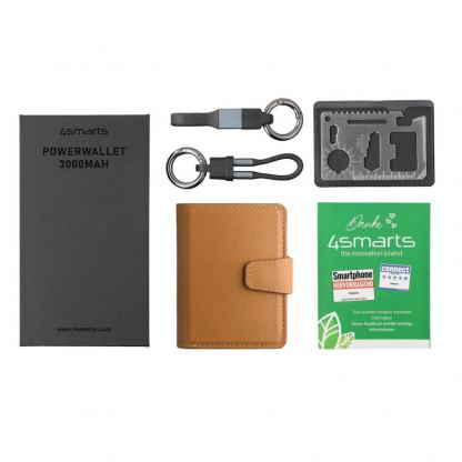 Кожен портфейл с вградена външна батерия - 4smarts PowrWallet Power Bank Wallet 3000 mAh (кафяв) 9