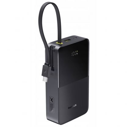 Външна батерия 10000 mAh с вграден USB-C кабел и 1xUSB-C, 1xUSB-A портове - Baseus EnerFill FC51 Bipow 2 Pro Digital Display Power Bank With USB-C Cable 22.5W 20000mAh (черен) 2