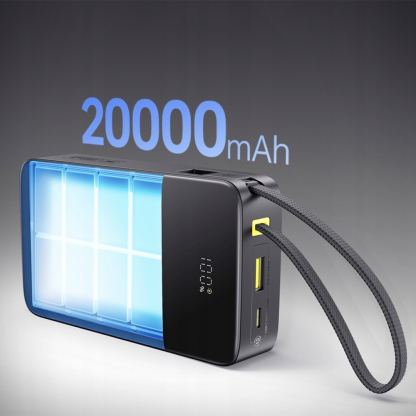 Външна батерия 10000 mAh с вграден USB-C кабел и 1xUSB-C, 1xUSB-A портове - Baseus EnerFill FC51 Bipow 2 Pro Digital Display Power Bank With USB-C Cable 22.5W 20000mAh (черен) 4