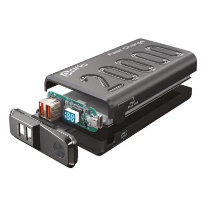 Преносима външна батерия с USB-C порт, и 2xUSB-A изхода - Prio Fast Charge Power Bank 20000 mAh 22.5W (черен) 2