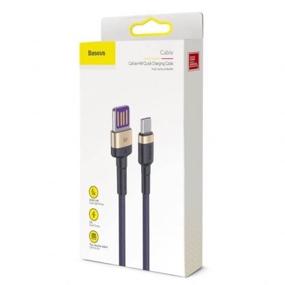 Baseus Cafule Quick Charge USB-C Cable - кабел с въжена оплетка и бързо зареждане за устройства с USB-C порт (100 см) (тъмносин) 7