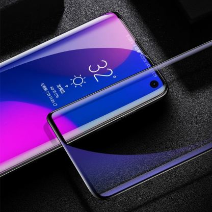 Baseus Full Screen Curved Soft Screen Protector Anti Bluelight - извито защитно покритие с черна рамка и защита за очите за целия дисплей на Samsung Galaxy S10 (два броя) 6