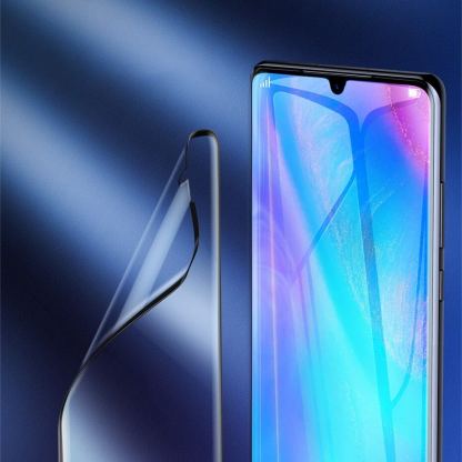 Baseus Full Screen Curved Soft Screen Protector - извито защитно покритие с черна рамка за целия дисплей на Huawei P30 (два броя) 9