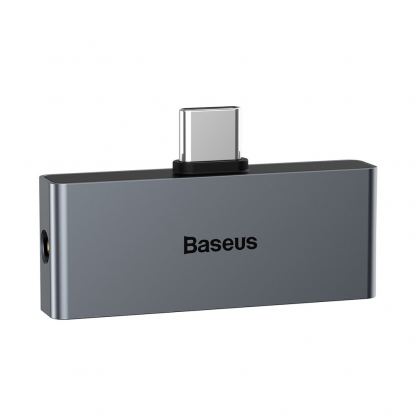 Baseus USB-C Male + 3.5mm Female Adapter L57 - пасивен адаптер USB-C към 3.5 мм. аудио изход и USB-C изход за устройства с USB-C порт (тъмносив) 2