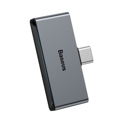 Baseus USB-C Male + 3.5mm Female Adapter L57 - пасивен адаптер USB-C към 3.5 мм. аудио изход и USB-C изход за устройства с USB-C порт (тъмносив) 4