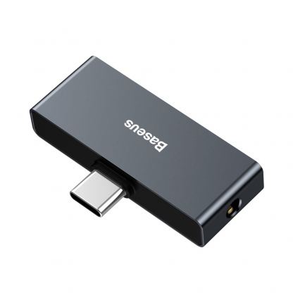 Baseus USB-C Male + 3.5mm Female Adapter L57 - пасивен адаптер USB-C към 3.5 мм. аудио изход и USB-C изход за устройства с USB-C порт (черен) 2