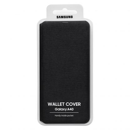 Samsung Flip Wallet Cover EF-WA405PBEGWW - оригинален кожен кейс за Samsung Galaxy A40 (черен) 5