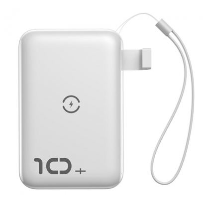 Baseus Mini S Bracket 10W Wireless Charger 10000mAh - външна батерия USB и USB-C изходи и с технология за безжично зареждане (бял) 3
