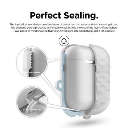 Elago Airpods Waterproof Active Hang Case - водоустойчив силиконов калъф с карабинер за Apple Airpods (фосфор) 3