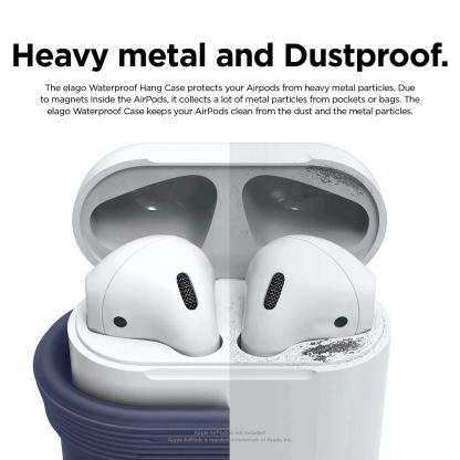 Elago Airpods Waterproof Active Hang Case - водоустойчив силиконов калъф с карабинер за Apple Airpods (тъмносин) 6