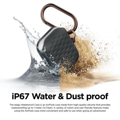 Elago Airpods Waterproof Active Hang Case - водоустойчив силиконов калъф с карабинер за Apple Airpods (черен) 2