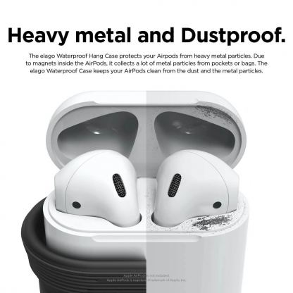 Elago Airpods Waterproof Active Hang Case - водоустойчив силиконов калъф с карабинер за Apple Airpods (черен) 6