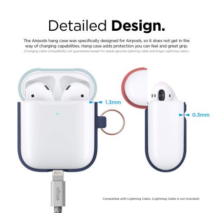 Elago Airpods Duo Hang Silicone Case - силиконов калъф за Apple Airpods 2 with Wireless Charging Case (тъмносин-светлосин) 6