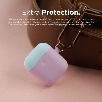 Elago Airpods Duo Hang Silicone Case - силиконов калъф за Apple Airpods 2 with Wireless Charging Case (лилав-светлосин) 5