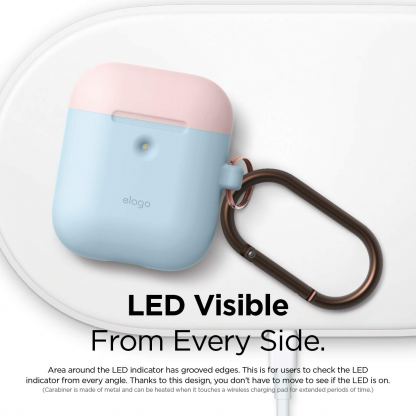 Elago Airpods Duo Hang Silicone Case - силиконов калъф за Apple Airpods 2 with Wireless Charging Case (светлосин-розов) 3