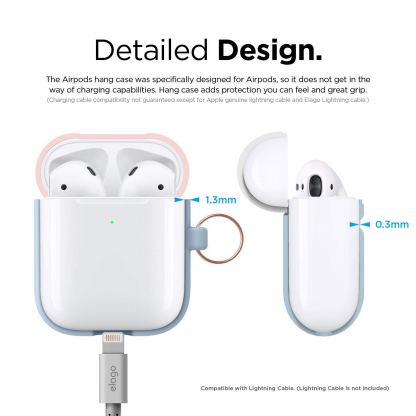 Elago Airpods Duo Hang Silicone Case - силиконов калъф за Apple Airpods 2 with Wireless Charging Case (светлосин-розов) 6