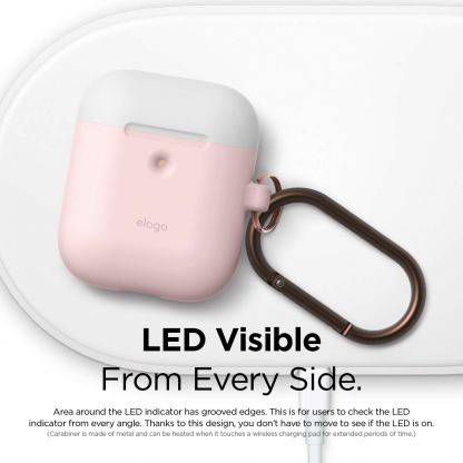 Elago Airpods Duo Hang Silicone Case - силиконов калъф за Apple Airpods 2 with Wireless Charging Case (розов-бял) 3