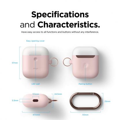 Elago Airpods Duo Hang Silicone Case - силиконов калъф за Apple Airpods 2 with Wireless Charging Case (розов-бял) 7