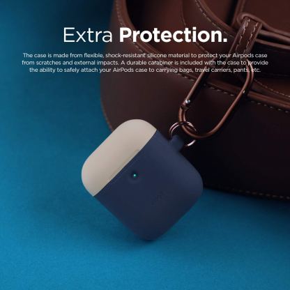 Elago Airpods Duo Hang Silicone Case - силиконов калъф за Apple Airpods 2 with Wireless Charging Case (тъмносин-бял) 5