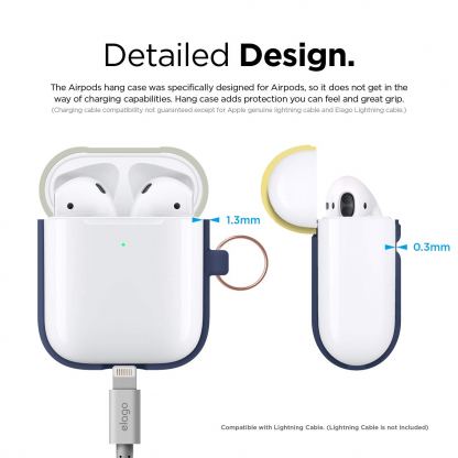 Elago Airpods Duo Hang Silicone Case - силиконов калъф за Apple Airpods 2 with Wireless Charging Case (тъмносин-бял) 6