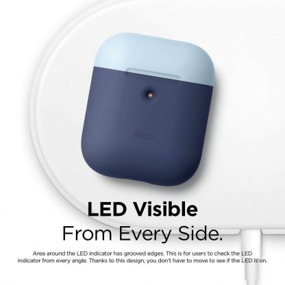 Elago Airpods Duo Silicone Case - силиконов калъф за Apple Airpods 2 with Wireless Charging Case (тъмносин-червен) 3
