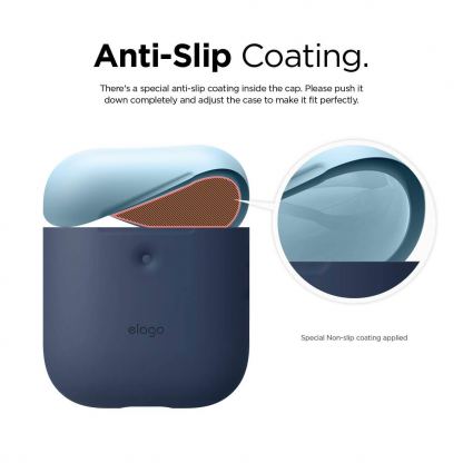 Elago Airpods Duo Silicone Case - силиконов калъф за Apple Airpods 2 with Wireless Charging Case (тъмносин-червен) 4