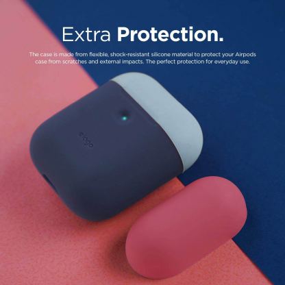 Elago Airpods Duo Silicone Case - силиконов калъф за Apple Airpods 2 with Wireless Charging Case (тъмносин-червен) 5
