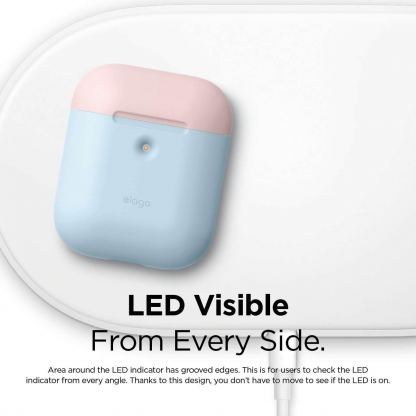 Elago Airpods Duo Silicone Case - силиконов калъф за Apple Airpods 2 with Wireless Charging Case (светлосин-розов) 3