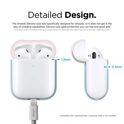 Elago Airpods Duo Silicone Case - силиконов калъф за Apple Airpods 2 with Wireless Charging Case (светлосин-розов) 6
