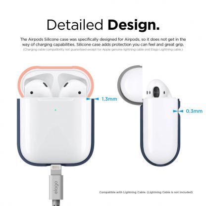 Elago Airpods Duo Silicone Case - силиконов калъф за Apple Airpods 2 with Wireless Charging Case (тъмносин-оранжев) 6