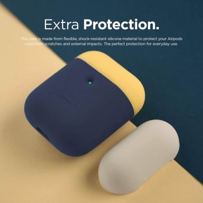 Elago Airpods Duo Silicone Case - силиконов калъф за Apple Airpods 2 with Wireless Charging Case (тъмносин-бял) 5