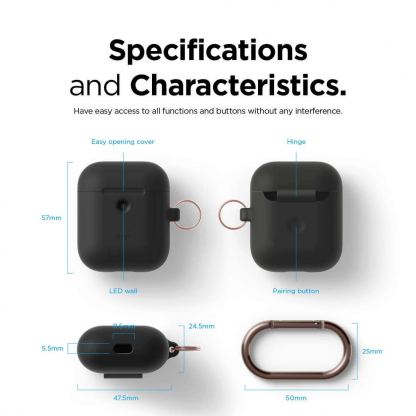 Elago Airpods Silicone Hang Case - силиконов калъф с карабинер за Apple Airpods 2 with Wireless Charging Case (черен) 7