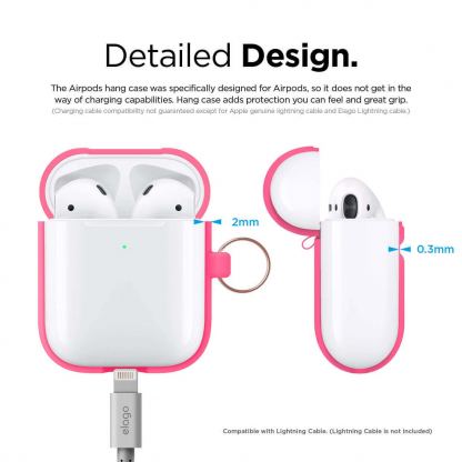 Elago Airpods Silicone Hang Case - силиконов калъф с карабинер за Apple Airpods 2 with Wireless Charging Case (розов-фосфор) 7