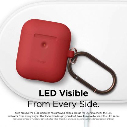Elago Airpods Silicone Hang Case - силиконов калъф с карабинер за Apple Airpods 2 with Wireless Charging Case (червен) 4