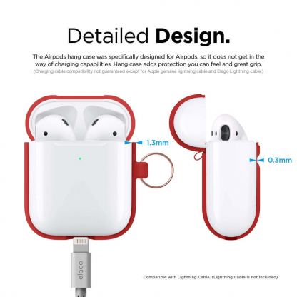 Elago Airpods Silicone Hang Case - силиконов калъф с карабинер за Apple Airpods 2 with Wireless Charging Case (червен) 5