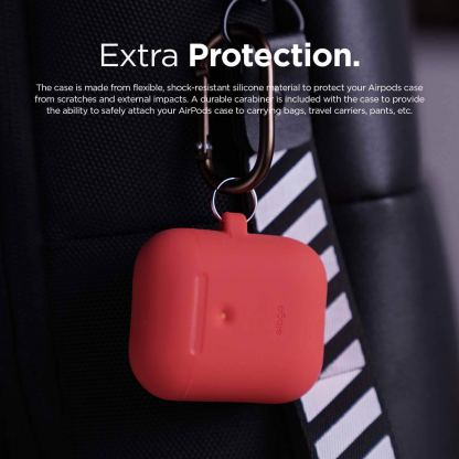 Elago Airpods Silicone Hang Case - силиконов калъф с карабинер за Apple Airpods 2 with Wireless Charging Case (червен) 7