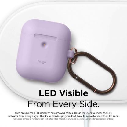 Elago Airpods Silicone Hang Case - силиконов калъф с карабинер за Apple Airpods 2 with Wireless Charging Case (лилав) 8